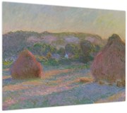 Tablou pe sticlă - Claude Monet, Stacks of Wheat (End of Summer) , reproducere (70x50 cm)