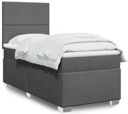 vidaXL Pat box spring cu saltea, gri închis, 80x200 cm, textil