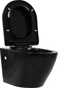vidaXL Vas WC suspendat fără ramă, negru, ceramică