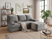 OFERTA Canapea extensibila de colt ZENA gri deschis, reversibila II. clasa