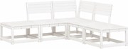 vidaXL Set canapea de grădină, 5 piese, alb, lemn masiv de pin