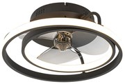 Ventilator de tavan negru 46,5 cm, inclusiv LED cu telecomandă - Kees