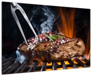 Tablou cu steac pe grill (90x60 cm)