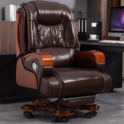 Regal Elite – Scaun directorial din Piele Naturală si Lemn Masiv, Masaj in 7 puncte, Funcție Încălzire, Înclinare 135°, Suport Picioare Extensibil, Sezut cu Arcuri, Telecomandă, Maro