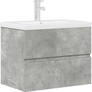 vidaXL Set mobilier de baie, 2 piese, gri beton, lemn compozit