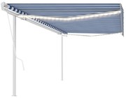 vidaXL Copertină automată cu senzor vânt &amp; LED, albastru&amp;alb, 5x3 cm