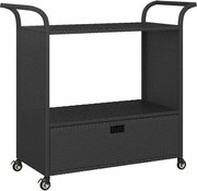 vidaXL Cărucior de bar cu sertar, negru, 100x45x97 cm, poliratan