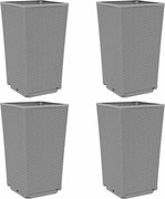 vidaXL Jardiniere de grădină, 4 buc., gri deschis, 32,5x32,5x57 cm, PP