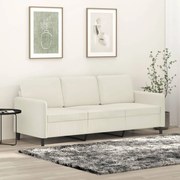 vidaXL Canapea cu 3 locuri, crem, 180 cm, catifea