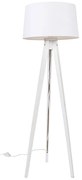 Lampa de podea moderna trepied alb cu abajur din in alb 45 cm - Tripod Classic