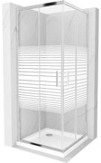 Mexen Rio cabina de duș pătrată 80 x 80 cm, dungi albe, crom + cadă Flat, alb - 860-080-080-01-20-4010