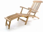 Șezlong de grădină din lemn DIVERO Florentine cu suport pent