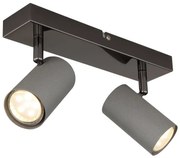 Plafoniera cu 2 spoturi directionabile metal negru gri ROBBY