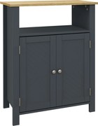 Kleankin Dulap Podea Baie Independent, Uși Duble, Raft, 60x30x80.5cm, Gri | Aosom Romania