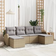 vidaXL Set de canapele pentru grădină cu pernă 6 pcs Bej Rattan poli