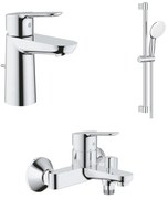 Set baterie lavoar, baterie cada si set de dus, crom lucios, Grohe BauEdge