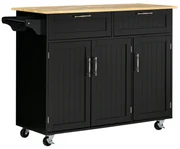 HOMCOM Cărucior Modern pe Roți cu Sertare de Depozitare, Cărucior Utilitar Rulant cu Rafturi Reglabile și Suport, 89x23x96cm, Negru | Aosom Romania
