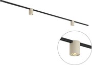 Modern Track Lighting System Black with 2 Beige Spotlights 1-Phase - Iconic Rondoo Up