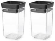 Set 2 borcane pentru condimente Brabantia Tasty+ Stackable 1008883, 150 ml, Fara BPA, Capac, Transparent/Gri inchis