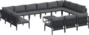 vidaXL Set de canapele pentru grădină cu pernă 14 pcs Negru Oțel