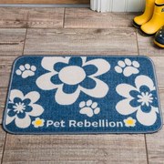 Covoraș sub castron PET REBELLION Dinner Mate Flowers Blue , 40 x 60 cm
