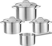 Set vase de gatit din inox Zilan ZLN1344 cu 7 piese, manere nituite, Compatibil gaz, inductie electric, Compatibil masina de spalat vase