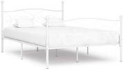vidaXL Cadru de pat cu bază din șipci, alb, 120 x 200 cm, metal