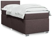 vidaXL Pat box spring cu saltea, maro închis, 90x200 cm, textil