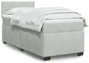 vidaXL Pat continental cu saltea, gri deschis, 80x200 cm, catifea