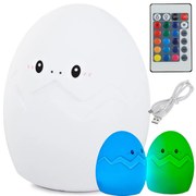 Lampa de noapte din silicon LED pentru copii EGG 12,5 cm alb