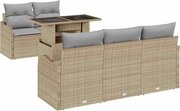 vidaXL Set de canapele pentru grădină cu pernă 6 pcs Bej poliratan