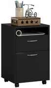 HOMCOM Dulap Mobil cu 4 Roți (2 cu Frână), Raft și 2 Sertare pentru Documente, PAL și Metal, 40x35x60 cm, Negru | Aosom Romania