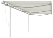 vidaXL Copertină retractabilă automat, cu stâlpi, crem, 6x3 m