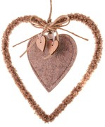 Inimă suspendată din material textil, 16 cm,fleece