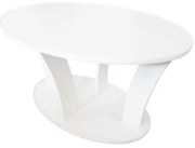 Masuta cafea Ovala cu role, alba, 94 x 54 x 64 cm