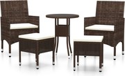 vidaXL Set mobilier de grădină, 5 piese, maro, poliratan