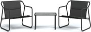 vidaXL Set mobilier de grădină, cu perne, antracit, 3 piese, oțel