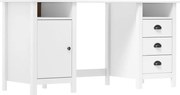 vidaXL Birou Hill, alb, 150x50x74 cm, lemn masiv de pin