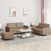 vidaXL Set de canapele cu perne, 3 piese, cappuccino, piele ecologică