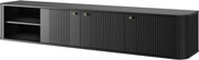 Comodă TV suspendată Vesper 187 cm cu 3 uși - negru / mânere aurii