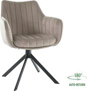 Scaun living rotativ AZALIA, bej inchis/negru, stofa catifelata/metal,