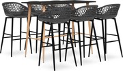 vidaXL Set mobilier de bar, 7 piese, negru și gri