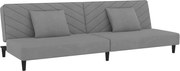 vidaXL Canapea extensibilă cu 2 locuri, 2 perne, gri deschis, catifea