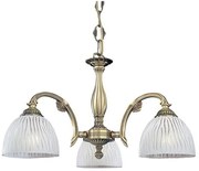 Candelabru cu 3 brate clasic design italian din alama, sticla 5650 RA-L. 5650/3