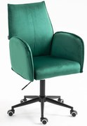 HR280K Scaun Verde din Catifea cu Bază Neagră