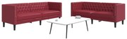 vidaXL Set canapele Chesterfield cu 2 locuri roșu vin piele eco.