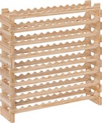 HOMCOM Raft din Lemn de Molid, Dulap pentru 96 Sticle cu 8 Rafturi, Greutate Maximă 100 kg, 114x28x113,5 cm, Lemn Natural | Aosom Romania