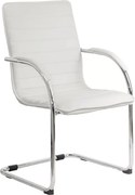 Scaun vizitator ELEGANCE, cadru cromat, piele ecologica, Alb