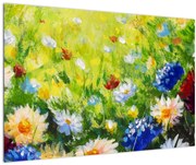 Tablou - Pictură în ulei, pajiște înflorită (90x60 cm)