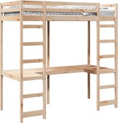 vidaXL Cadru de pat tip loft natural 90 x 200 cm Lemn de pin masiv